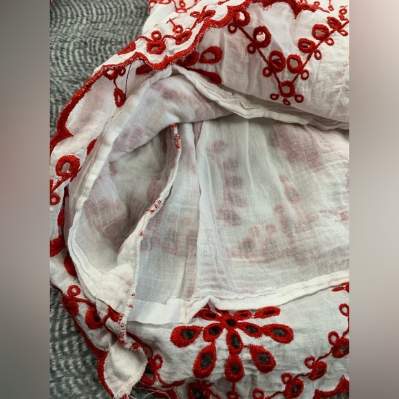 3/$10 Cocoplum Embroidered Eyelet Lined Cold Shoulder Flared Sleeve Blouse Top - Picture 7 of 14